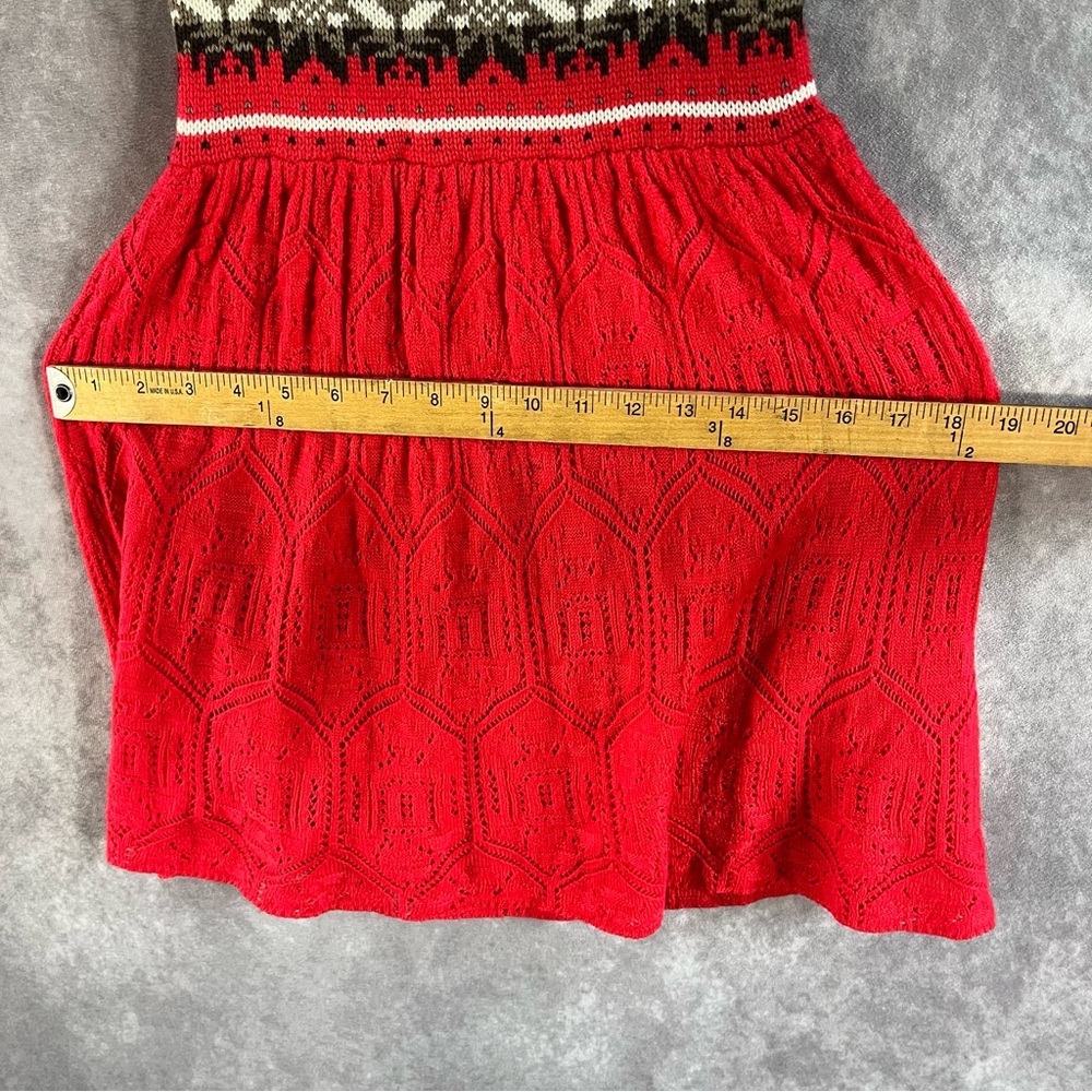 Free People Nordic Fair Isle Sweater Dress Women Small S Red Bohemian Stretch - Picture 9 of 13
